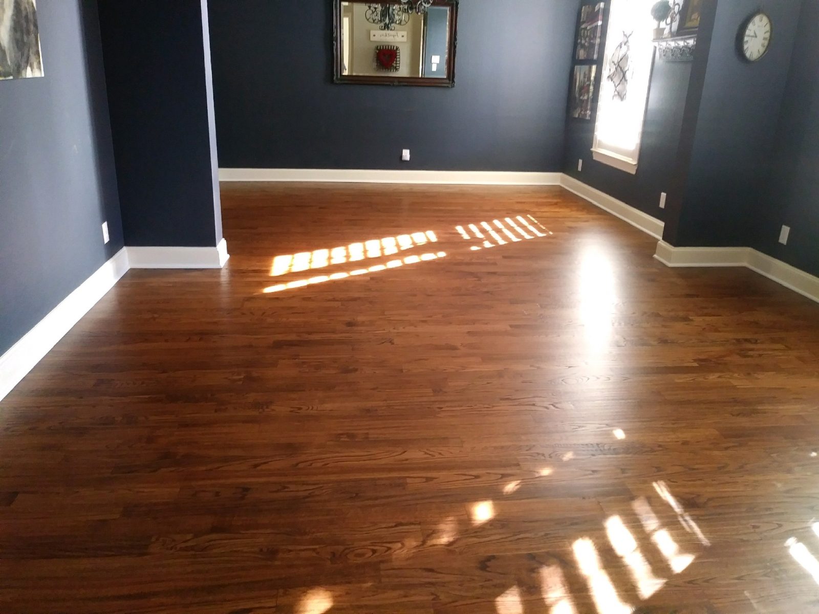 Solid Red Oak 3.25" 1 Common floors with fresh polyurethane Frisco, Tx GC Flooring Pros