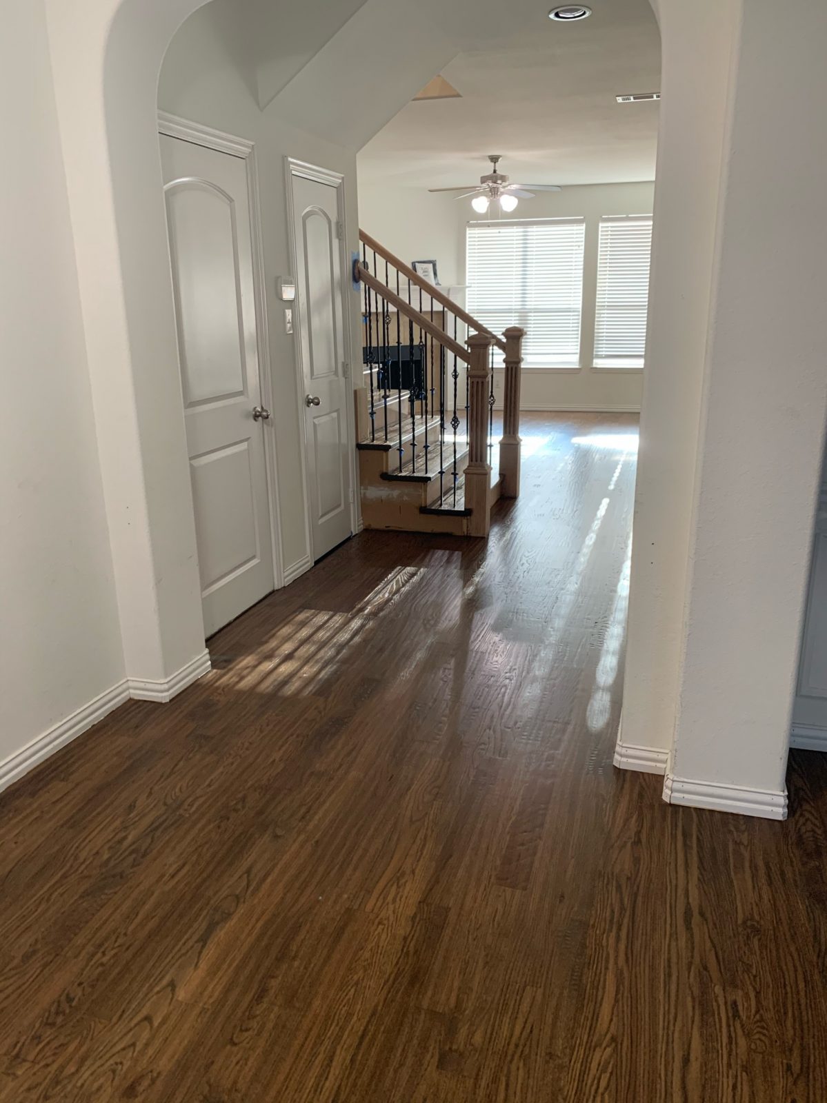 New Red Oak Floors & Staircase stained with classic grey and antique ...